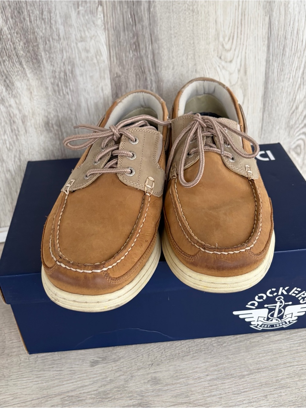 Dockers Beacon Men’s Leather Boat Shoes Brown US 10.5 Nautical Comfort Preppy - Picture 3 of 13